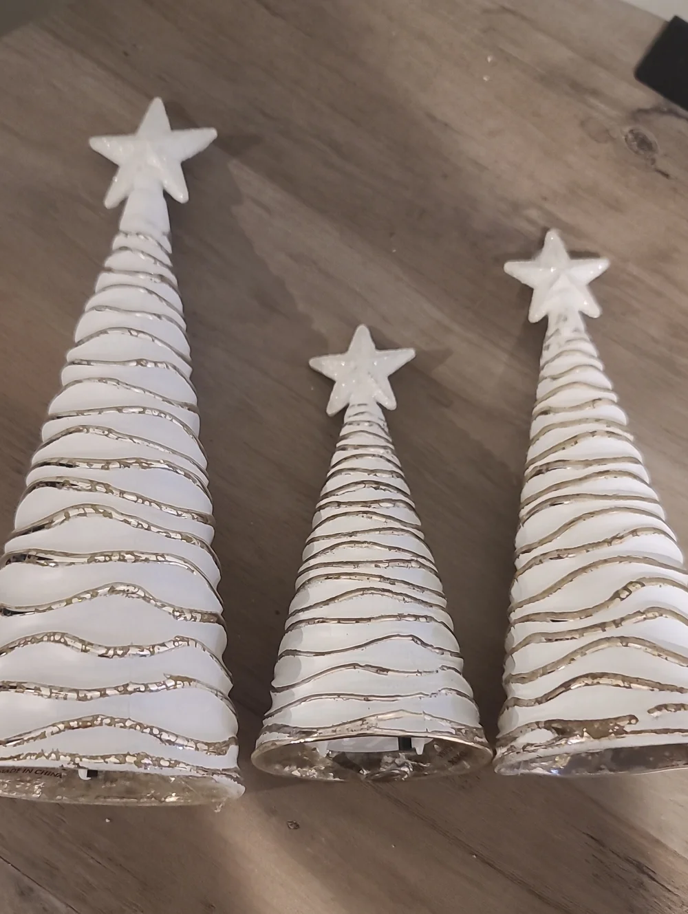 White Glitter Spiral Cone Holiday Tree Set - Home Holiday Decor(glass)